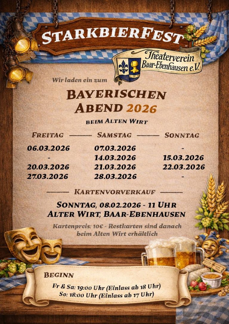 Wir laden ein zum Starkbierfest 2026 beim Alten Wirt 🍻🎭